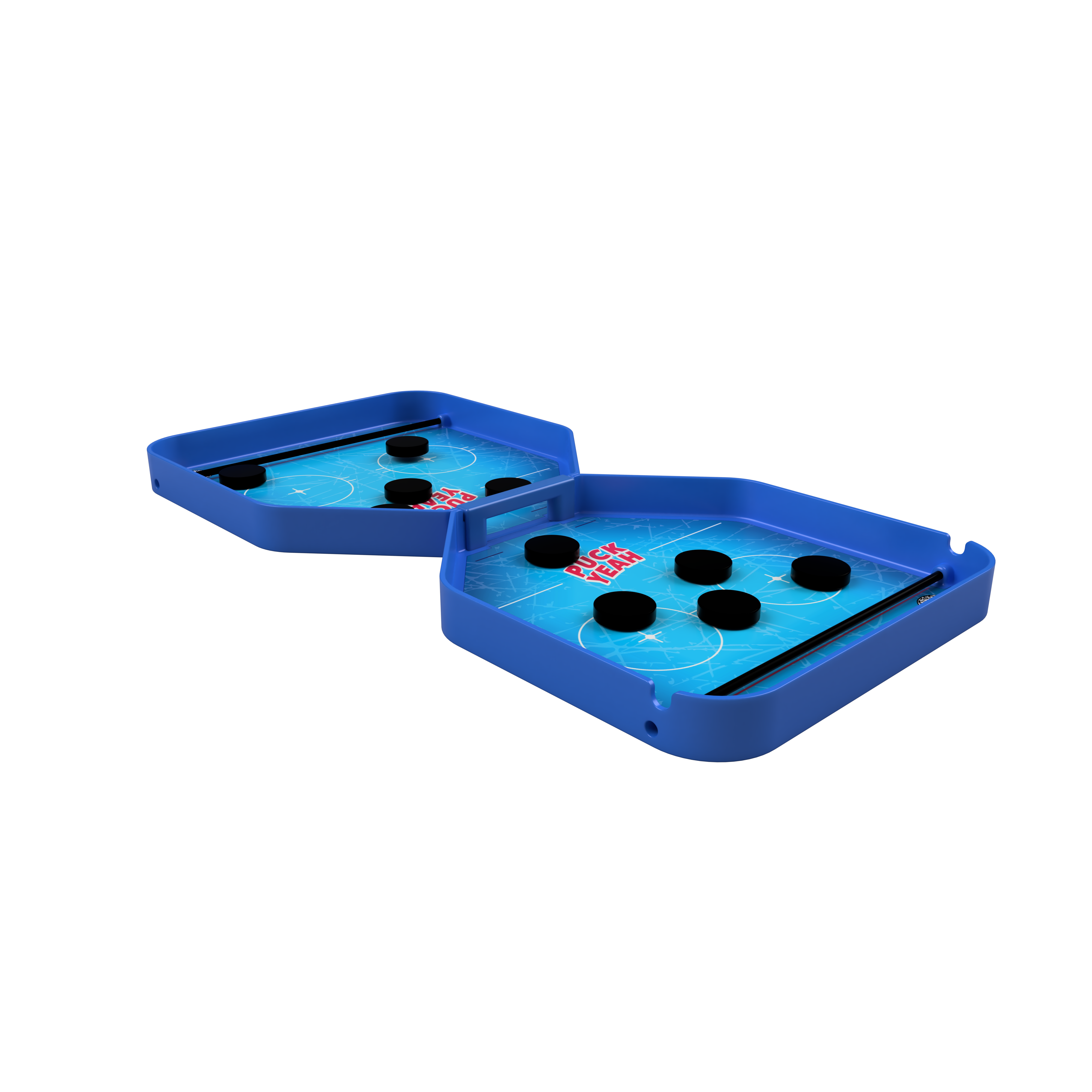 Puck-Yeah™ board game set with pucks, ready for action